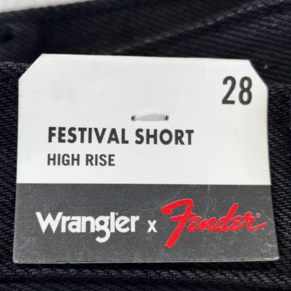Wrangler Fender Festival Shorts Womens 28 Black High Rise Distressed Denim New - Picture 5 of 16